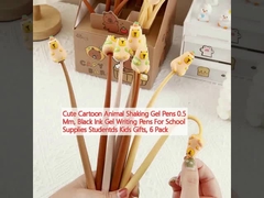 Cute Animals Shaking Gel Pens 0.5 mm, tinta preta Gel Pensas de Escrita para materiais escolares estudantes crianças presentes, 6 Pack