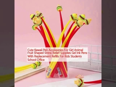 Acessórios de caneta Kawaii para meninas Em forma de frutas de animais Supplies de alívio de estresse Canetas de tinta de gel com recargas de substituição para crianças Alunos Escritório da escola